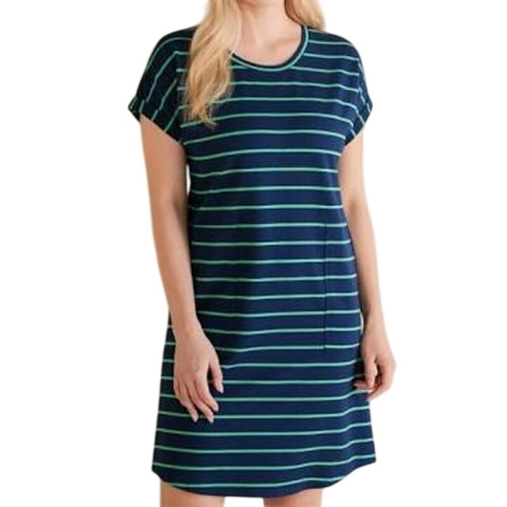 Soft Surroundings Fina French Terry Striped Dress Modal Knit